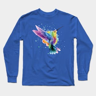 humming bird of watercolor rainbow1 Long Sleeve T-Shirt